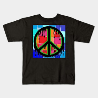 peace red blue pop art Kids T-Shirt